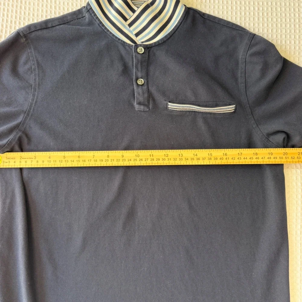 Banana Republic Mens Large‎ Tall Navy Blue Striped Collar Pique Polo Shirt L T